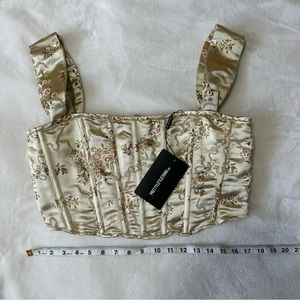 Pretty Little Thing Champagne Jacquard Satin Wide Strap Structured Corset